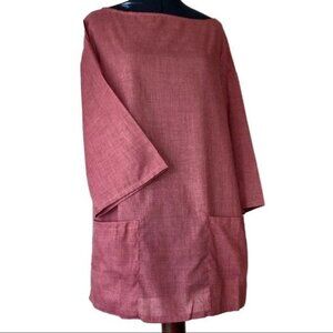 Vonda Simple Modern Tunic In Rose Pink Sz L